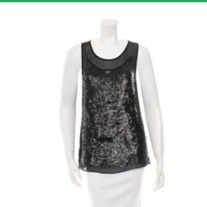 Gryphon Black Sequin Silk Tank Sz Small #0426